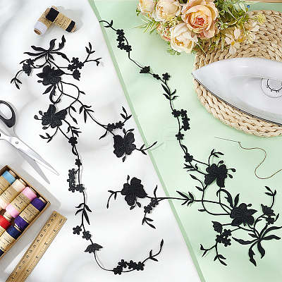 Flower Shape Cloth Embroidery Applqiues PATC-WH0012-52B-1