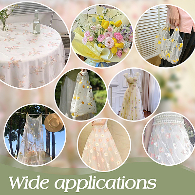6 Yards Flower Pattern Milk Fiber Mesh Fabric DIY-NB0014-82A-1