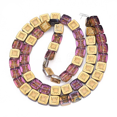 Electroplate Transparent Glass Beads Strands EGLA-N017-03G-1