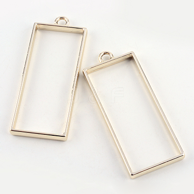 Rack Plating Alloy Rectangle Open Back Bezel Pendants X-PALLOY-S047-11E-FF-1