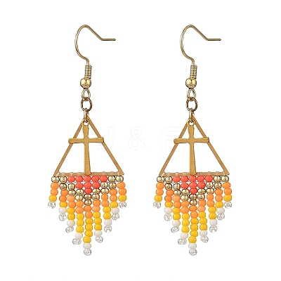 Glass Beads Braided Dangle Earrings EJEW-MZ00786-02-1
