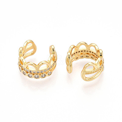 Brass Micro Pave Clear Cubic Zirconia Cuff Earrings KK-T074-30G-1