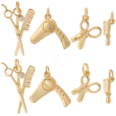 8Pcs 4 Styles Brass Pendants KK-BBC0023-02A-1