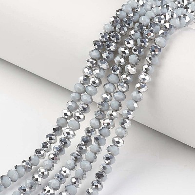 Electroplate Opaque Glass Beads Strands EGLA-A034-P8mm-M09-1