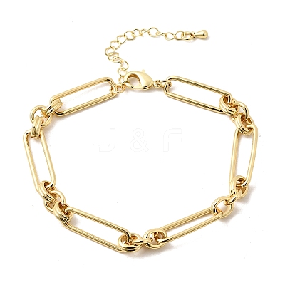 Rectangle Brass Link Chain Bracelets for Women BJEW-F531-03G-1