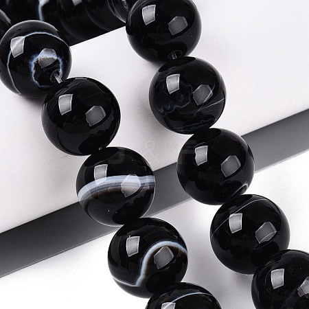 Natural Banded Agate Beads Strands G-Q608-18B-1