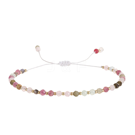 Natural Multicolor Tourmaline Beads Braided Bead Bracelets for Women AI9762-6-1