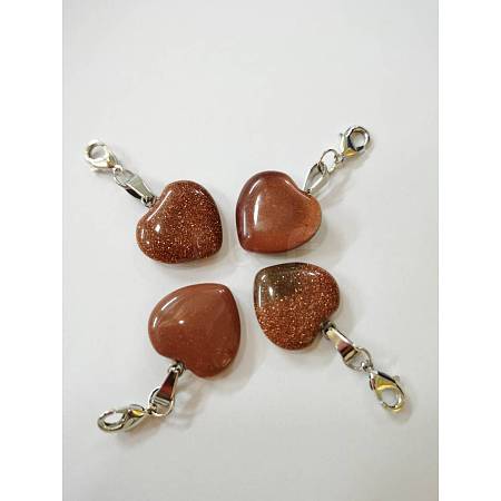 Heart Synthetic Goldstone Pendant Decorations HJEW-PH01132-12-1