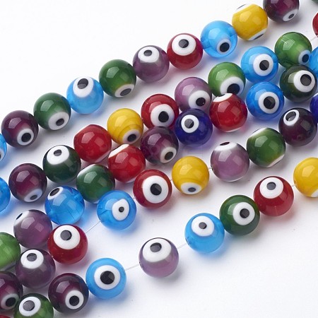 Handmade Evil Eye Lampwork Beads Strands LAMP-J082-M-12mm-1
