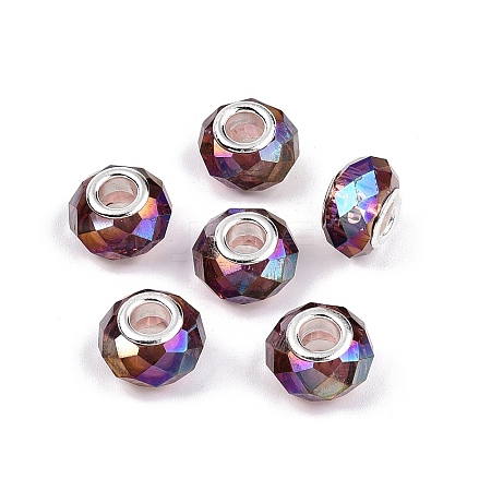 Transparent Glass European Beads X-GPDL-N004-D14mm-A08-1