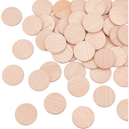 50Pcs Unfinished Natural Beech Wood Cabochons WOOD-HY0001-01-1