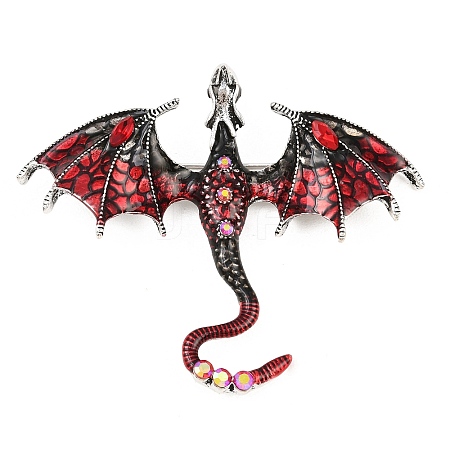 Dragon Alloy Rhinestone Lapel Pins for Backpack Clothes JEWB-G043-01A-1