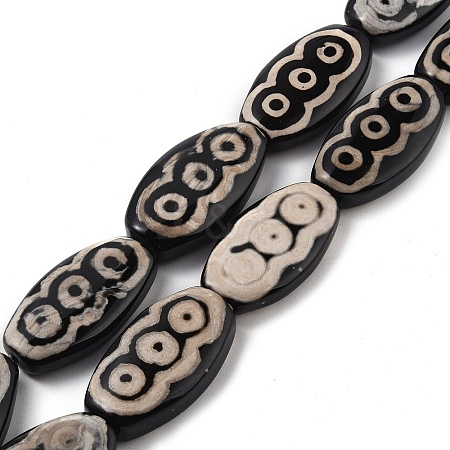Oval with 3-Eye Pattern Tibetan Style dZi Beads Strands G-NH0001-14A-1