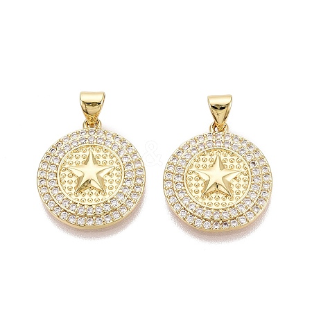 Brass Micro Pave Clear Cubic Zirconia Pendants KK-N287-43G-04-1