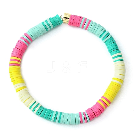 Polymer Clay Disc Beaded Stretch Bracelets BJEW-JB09637-1