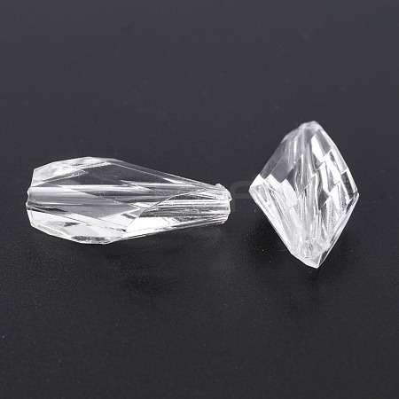 Transparent Clear Acrylic Faceted Teardrop Beads X-TACR-S078-01-1