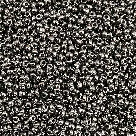 Dark Gray 11/0 Grade A Electroplated Glass Seed Beads X-SEED-Q008-F576-1