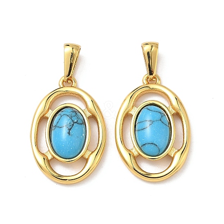 304 Stainless Steel with Synthetic Turquoise Pendants STAS-L309-21D-G-1