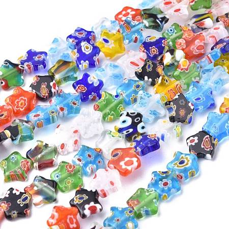 Star Handmade Millefiori Glass Beads Strands LK-R004-33-1