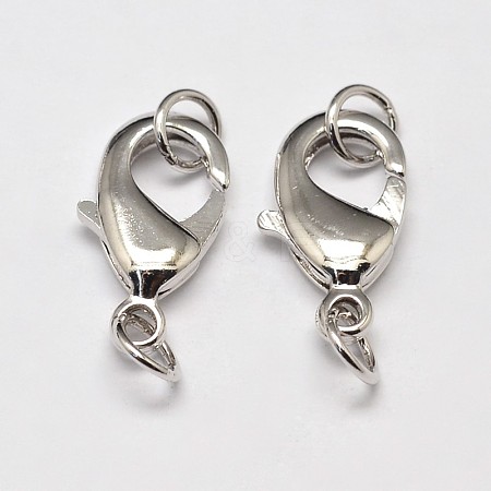 Brass Lobster Claw Clasps for Jewelry Necklace Bracelet Making KK-I599-12mm-P-RS-1