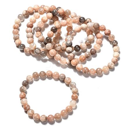 Natural Sunstone Stretch Bracelets BJEW-E373-8mm-12-1