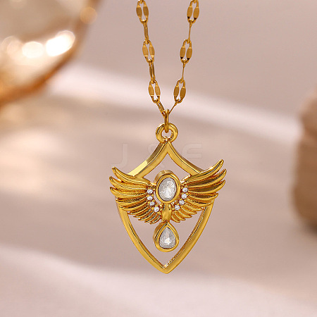 304 Stainless Steel Crystal Rhinestone Pendant Necklaces WG0BD1F-05-1