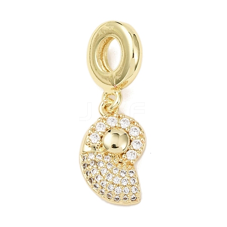 Brass Micro Pave Clear Cubic Zirconia Sea Animal European Dangle Charms KK-B159-04G-03-1