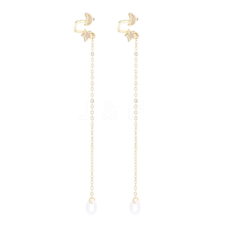 Creative Moon & Star Cubic Zirconia Earring Strap EJEW-JE04689-1