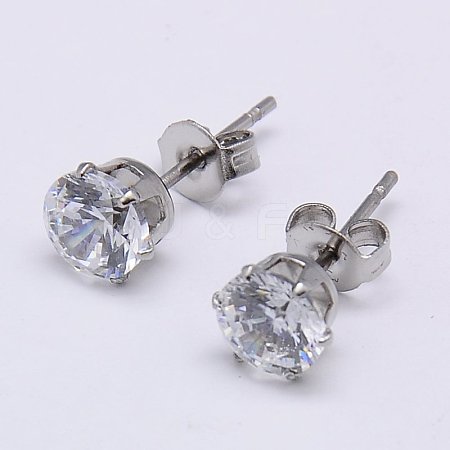 Cubic Zirconia Ear Studs STAS-E051-3E-1