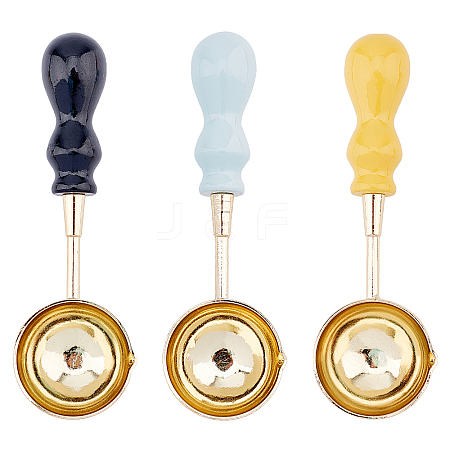 CRASPIRE Beech Handle Wax Sealing Stamp Melting Brass Spoon TOOL-CP0001-11-1