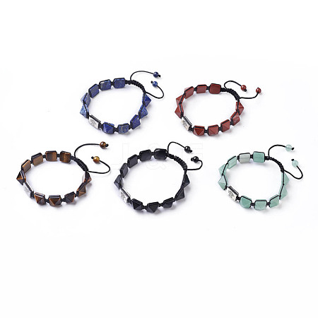 Natural & Synthetic Mixed Stone Braided Bead Bracelets BJEW-I273-J-1