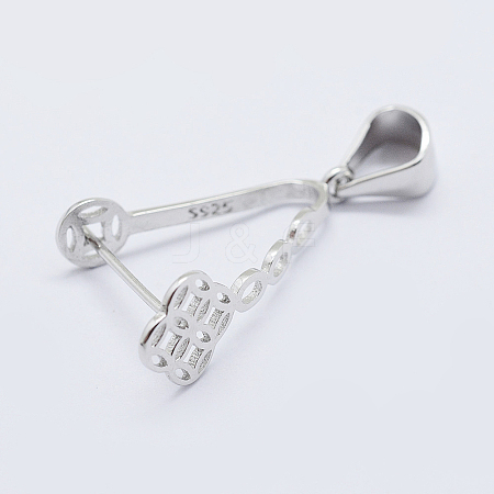 Anti-Tarnish Rhodium Plated 925 Sterling Silver Micro Pave Cubic Zirconia Pendant Bails STER-E054-13P-1
