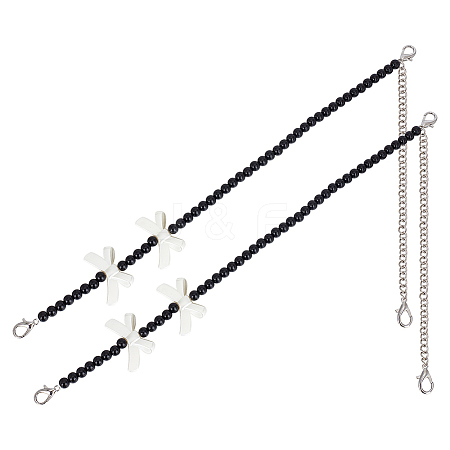 2Pcs Adjustable ABS Imitation Pearl Beaded Bag Straps DIY-AR0003-16A-1