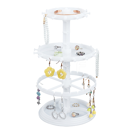 3-Tier Rotatable Round Acrylic Jewelry Display Tower with Tray EDIS-WH0015-13B-1