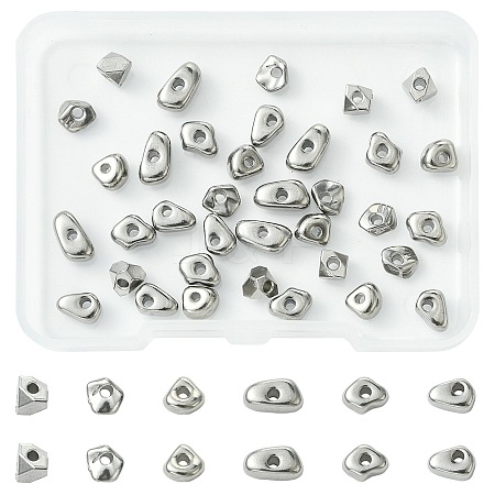 36Pcs 6 Styles 304 Stainless Steel Beads STAS-CJ0002-90-1