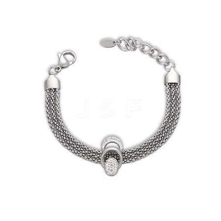 304 Stainless Steel Popcorn Chains Triple Layer Multi-strand Bracelet BJEW-Q775-09P-1