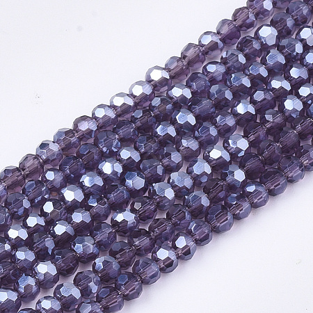 Electroplate Glass Beads Strands X-EGLA-T013-04E-1