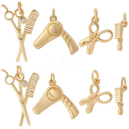 8Pcs 4 Styles Brass Pendants KK-BBC0023-02A-1