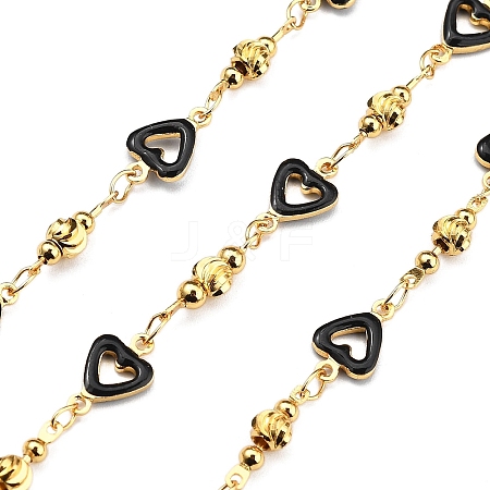 Brass Heart Link Chains KK-D368-03G-A-1