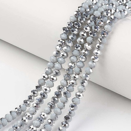 Electroplate Opaque Glass Beads Strands EGLA-A034-P8mm-M09-1