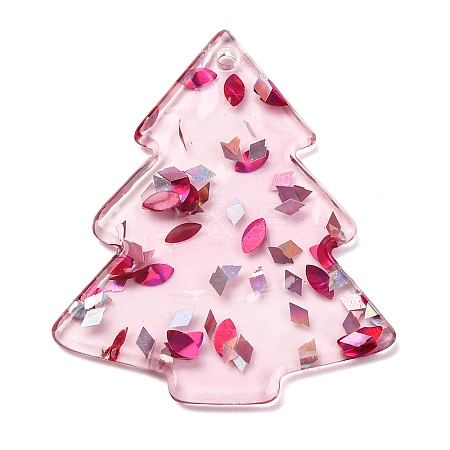 Christmas Tree Printed Opaque Acrylic Pendants OACR-Q080-02A-1