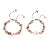 2Pcs Adjustable Natural Black Gold Rutilated Quartz Chip Beads Braided Bead Bracelets BJEW-JB11914-2