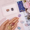 10Pcs Polymer Clay Pave Rhinestone Rectangle Beads with Resin Heart CLAY-SC0002-13-3