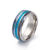 304 Stainless Steel Paua Shell Cuff Ring for Women RJEW-M014-01P-B-1