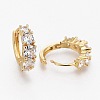 Brass Micro Pave Clear Cubic Zirconia Huggie Hoop Earrings LS-EJEW-L231-40G-2