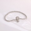Brass Micro Pave Clear Cubic Zirconia Beaded Stretch Bracelets for Women FS-WG5260F-15-1