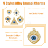 DICOSMETIC 30Pcs 5 Styles Rack Plating Alloy Enamel Evil Eye Pendants FIND-DC0002-43-4