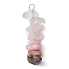 Gradient Color Natural Quartz Crystal & Natural Rose Quartz & Natural Rhodonite & Natural Pink Opal Chip Beaded Pendants PALLOY-JF02790-04-1