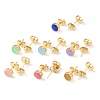 Golden Plated Brass Enamel Stud Earrings EJEW-L234-041B-1