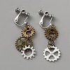 Gear Alloy Clip-on Earrings for Women EJEW-WH0033-47B-1